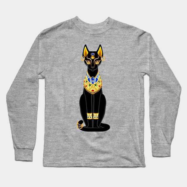 Cat Ancient Egypt Deity Sacred Animal 2 Long Sleeve T-Shirt by BluedarkArt